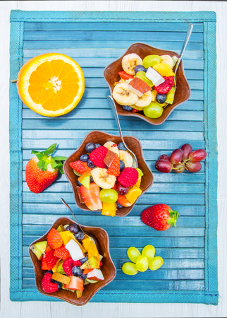 little bowl with fruit saladの写真素材