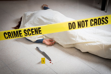 crime scene with dead man