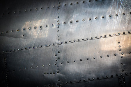 background of riveted steelの写真素材