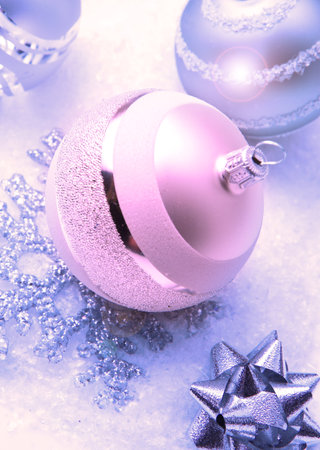 wintry silver Christmas decorationsの写真素材
