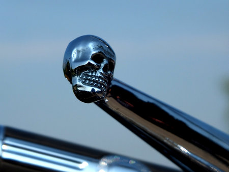 Czarnkw, POLAND - September 13, 2014: A logo of Harley-Davidson on one of the motorcycles during the annual rally in Czarnkow in Polandのeditorial素材