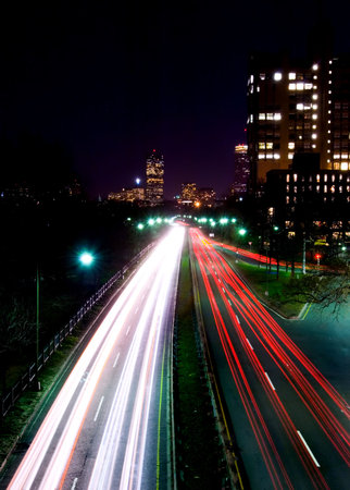 Night on highway. Bostonの写真素材