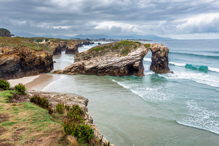 Views of the beach of the Cathedralsの写真素材