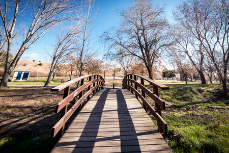 Bridge in the park of Butarqueの写真素材