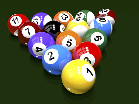 3d render. Colored balls for billiards. Pool.