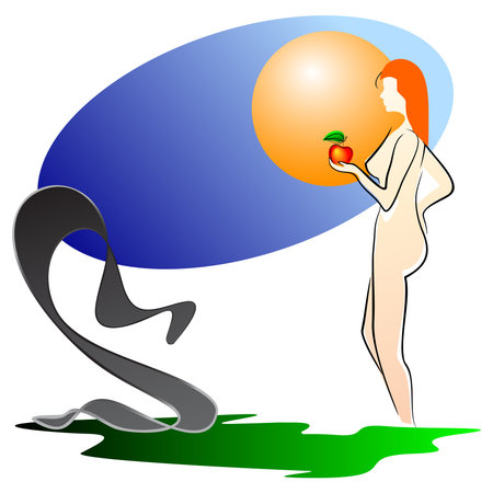 a moment before sin  The serpent seduced Eveのイラスト素材