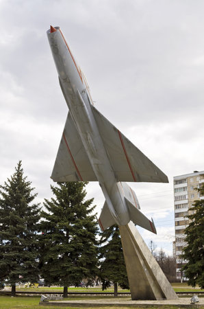 aircraft MiG-21 monument in the town of Zhukovsky, Moscow region, Russiaの写真素材