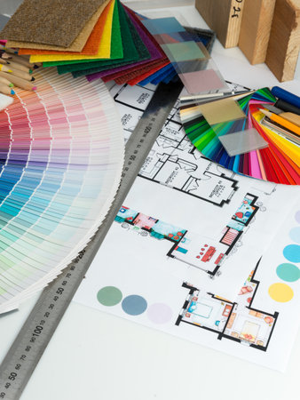 Selection of colors and materials for design and home renovationの写真素材