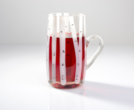 cranberry juice in a mug on a gray backgroundの写真素材
