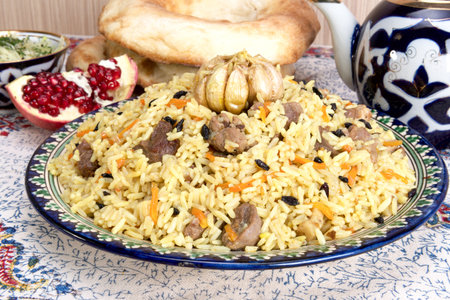 Pilaf - Eastern dish of rice cooked with oil meat and spicesの写真素材