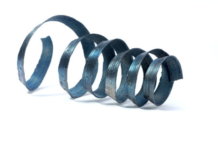 metal spiral shavings from the lathe toolの写真素材