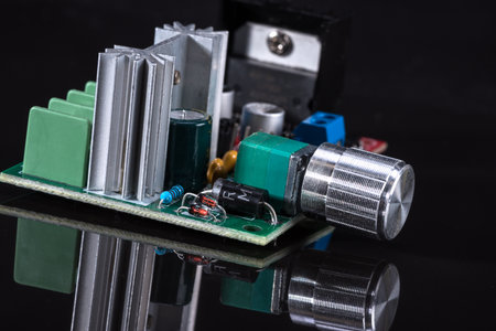 separate electronic control unit on a black reflective background