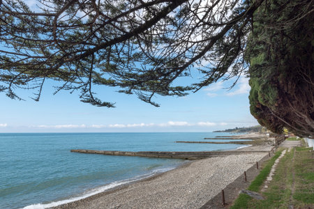 Empty beach in the southern part of Europeの写真素材