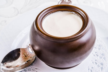 Matsoni or Matzoon. Georgian or Armenian yoghurtの写真素材