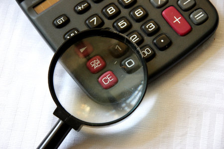 Calculator, magnifying glassの写真素材