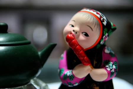 Clay figurine, pot, food, gourdの写真素材