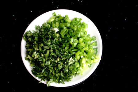 Vegetables, white plate, greenの写真素材