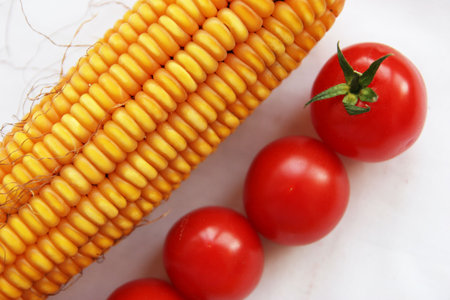Corn, grain, red, nutrition, health, greenの写真素材