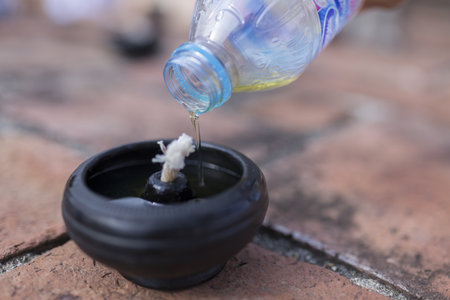 Refill oil for Candle lit oil lamp.の写真素材