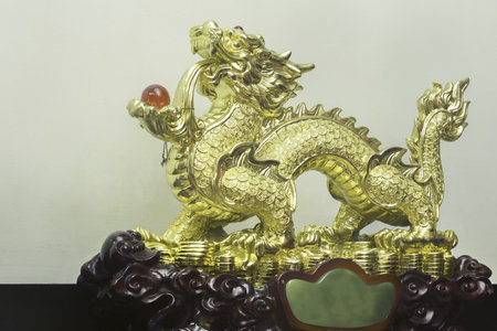 Gold chinese dragon statue.の写真素材