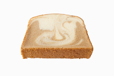 Caramel mable cake or Butter pound cake on isolated white background. - (Selective focus)の写真素材