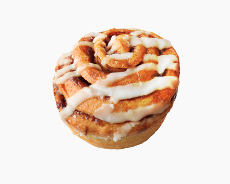 Classic Cinnamon Roll on isolated white background. - (Close up)の写真素材