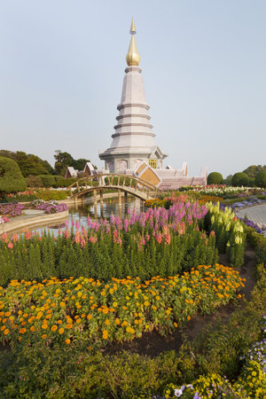 CHIANG MAI, THAILAND - 2015 March 19 : Queen pagoda of Doi Inthanon in Doi Inthanon National Park on March, 2015 in Chiang Mai, Thailand. Doi Inthanon is the highest mountain in Thailand.のeditorial素材