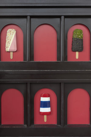 Art of Decor Icecream on wooden wall.の写真素材