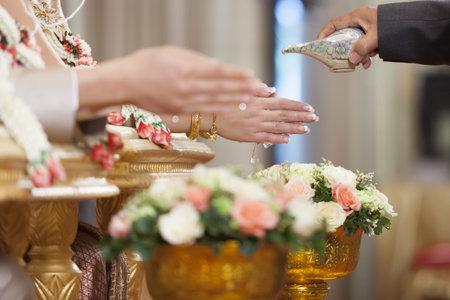 Thai wedding ceremony culture marriage. - (Selective focus)の写真素材