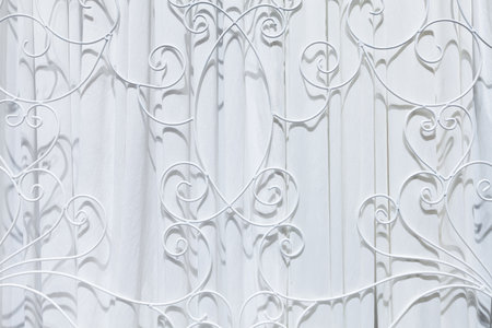 Abstract curtain and cage metal steel pattern design on backdrop wall.の写真素材