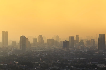 Cityscape of Bangkok, Thailand in the early morning sunrise.の写真素材