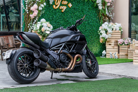 Bangkok, Thailand - January 8, 2016: Ducati Diavel motorbike in wedding ceremony scene.のeditorial素材