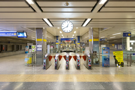 BANGKOK, THAILAND - April 2, 2016: Interior view of MRT Station. It is an elevated rapid transit system in Bangkok, Thailand.のeditorial素材