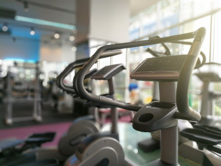 Part of Step Airwalk machines at fitness gym. - Selective focusの写真素材