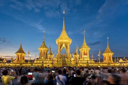 The Royal Crematorium Replica for King Bhumibol Adulyadej (Pra May Ru Maat) at Sanam Luang for royal funeral Cremation Ceremony.のeditorial素材