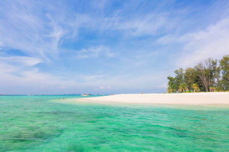 View of Tropical white sand at Mountain beach, Lipe Island, Thailand.の写真素材