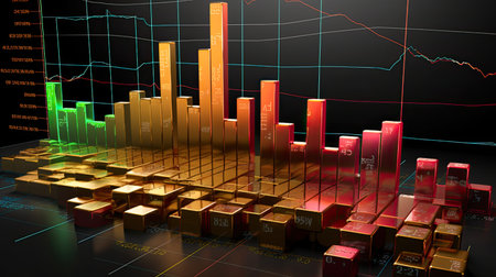 Gold market stock wealth business finance investment on money trade exchangeの素材