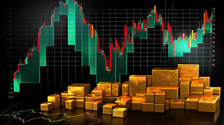 Gold market stock wealth business finance investment on money trade exchangeの素材