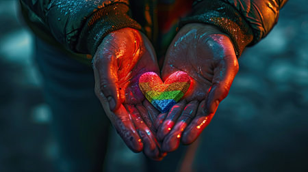 The Symbol or gesture of LGBTQ couple in the style of homosexual themes concept.の素材