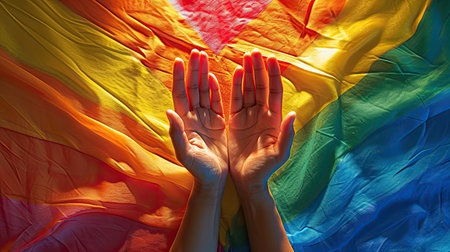 The Symbol or gesture of LGBTQ couple in the style of homosexual themes concept.の素材