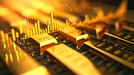 Gold market stock wealth business finance investment on money trade exchangeの素材