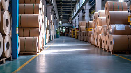 Paper rolls factory or warehouse.の素材