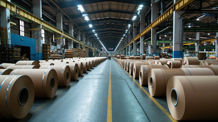 Paper rolls factory or warehouse.の素材