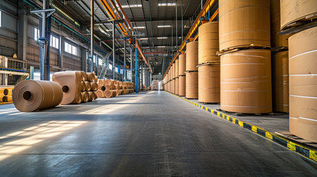 Paper rolls factory or warehouse.の素材