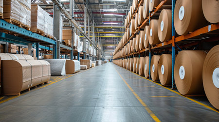 Paper rolls factory or warehouse.の素材