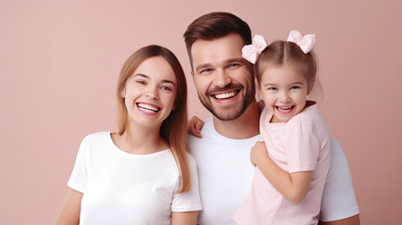 Smiling happy Family with perfect healthy teeth. Oral Care concept.の素材