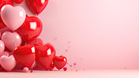 Valentine's day hearts ballons with copyspace, saint valentine and love background concept, blank space.の素材