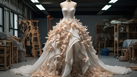 Wedding dress on a mannequin.の素材