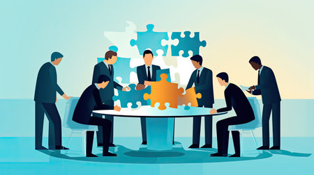 puzzle people business puzzle business solution idea piece team jigsaw businessman people cooperation connection concept teamwork modern table success strategy symbol creative.の素材
