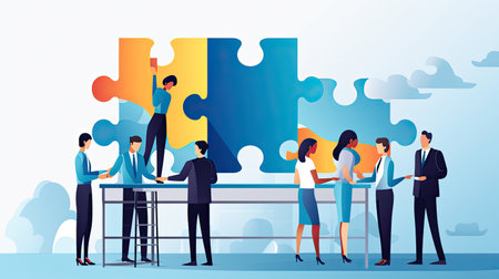 puzzle people business puzzle business solution idea piece team jigsaw businessman people cooperation connection concept teamwork modern table success strategy symbol creative.の素材